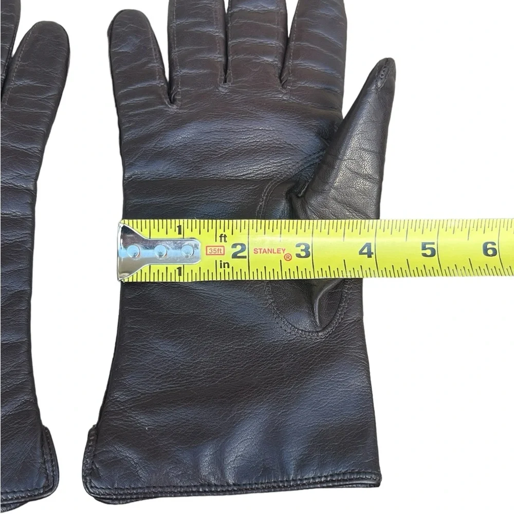 Vintage Coach Leather Gloves Brown Leather Tan Cashmere Lined EUC Size 7.5